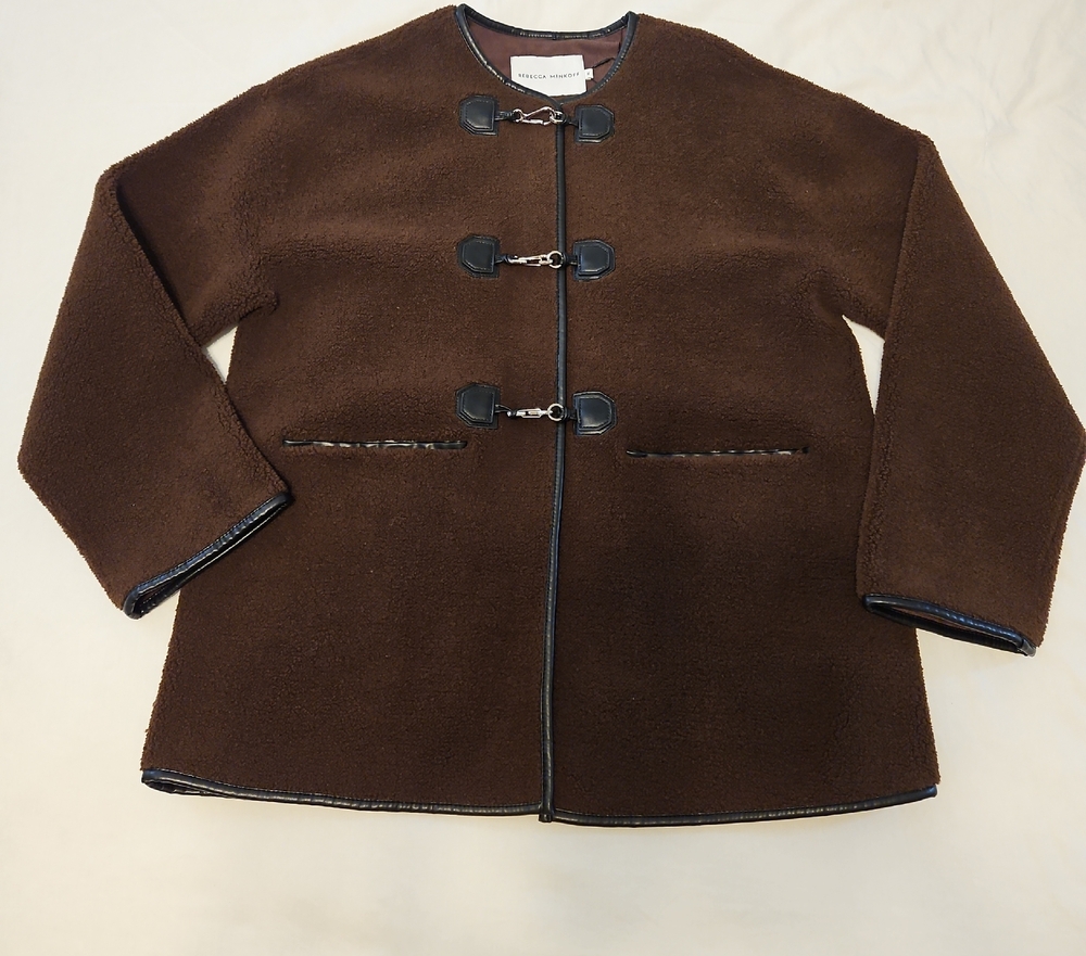 Rebecca Minkoff Brown Teddy Jacket with Black Accents - Picture 2 of 4